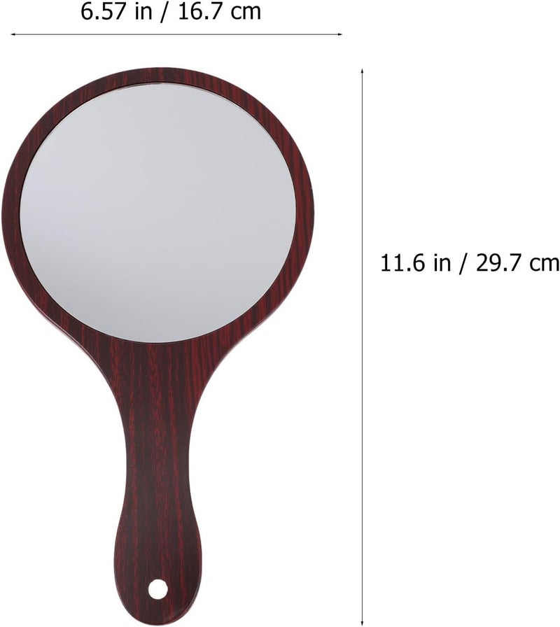 Vintage Wooden Handle Handheld Mirror for Women, Round Retro Cosmetic Mirror with Rosewood Color, Travel-Friendly Beauty Tool - Image 2