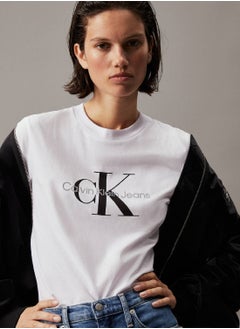 Calvin Klein Jeans Women's Monogram T-Shirt - Cotton, White  - Image 5