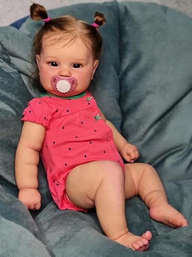 Wamdoll 20 Inch Realistic Reborn Baby Doll Adorable Lifelike Newborn Toddler Girl Doll with Full Body Vinyl Smiling Expression Rooted Hair Perfect Collectible Gift for Girls - Image 5