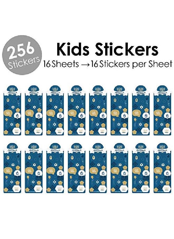 Big Dot of Happiness Happy Hanukkah Chanukah Holiday Party Favor Kids Stickers 16 Sheets 256 Stickers  - Image 2