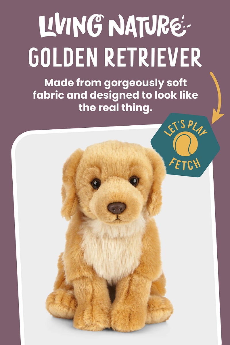 Keycraft Living Nature Golden Retriever Stuffed Animal | Fluffy Dog Animal | Soft Toy for Kids | 8 inches - Image 2