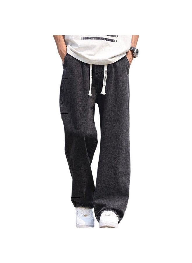 Warrior Denim Jeans For Men, Spring And Autumn Straight-Leg Pants, Loose Wide-Leg Casual Trousers, American-Style Long Pants For Men, Black And Gray, 4Xl - Image 1