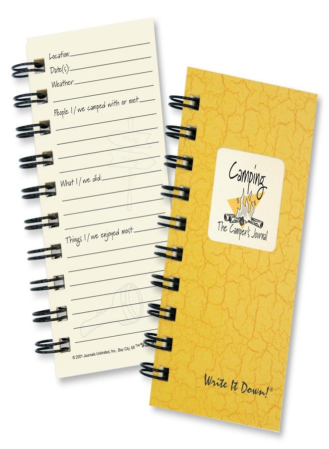 Write it Down series by Journals Unlimited, Guided Journal, Camping, The Camper's Journal, Mini-Size 3”x5.5”, Yellow Hard Cover, Made in USA - Image 1