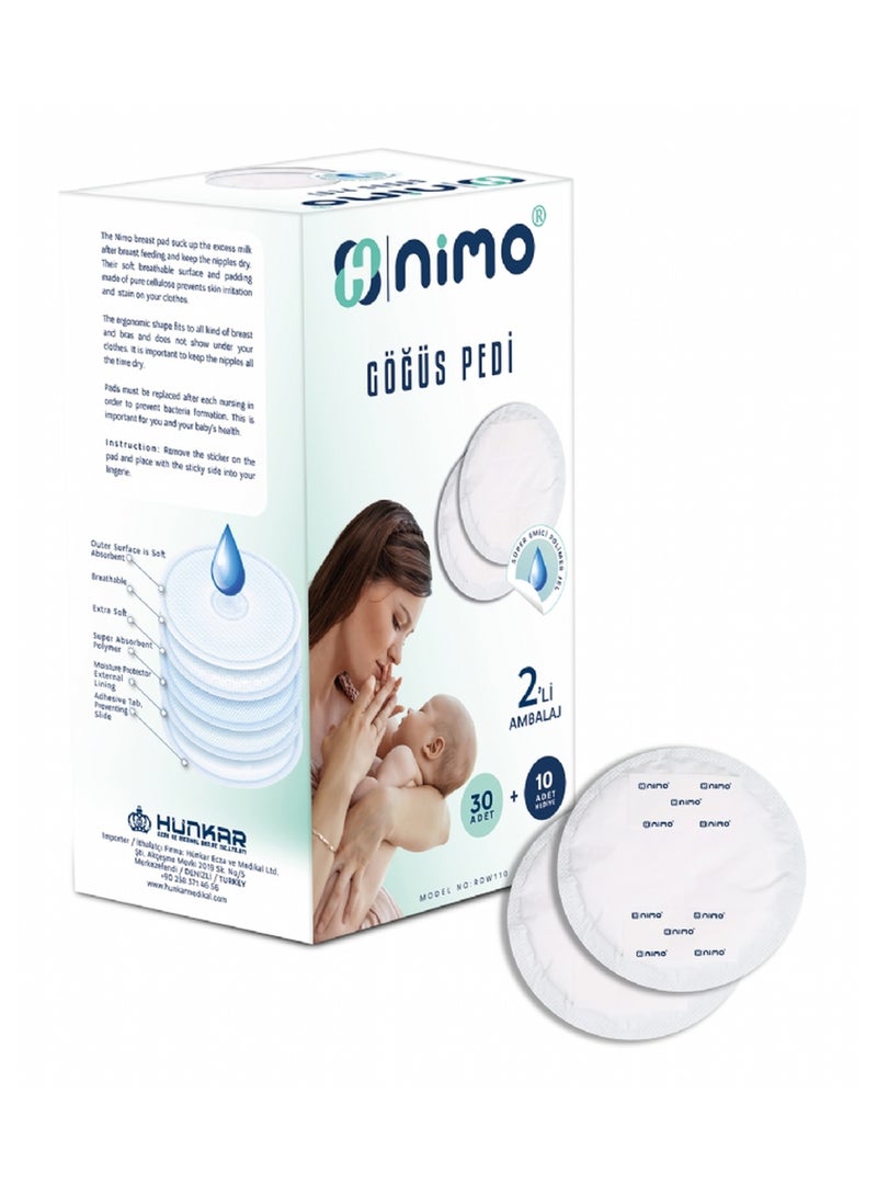 Nimo Disposable Breast Pads with Breathable Surface, Absorbent Core & Adhesive Tape, Nimo - Image 1