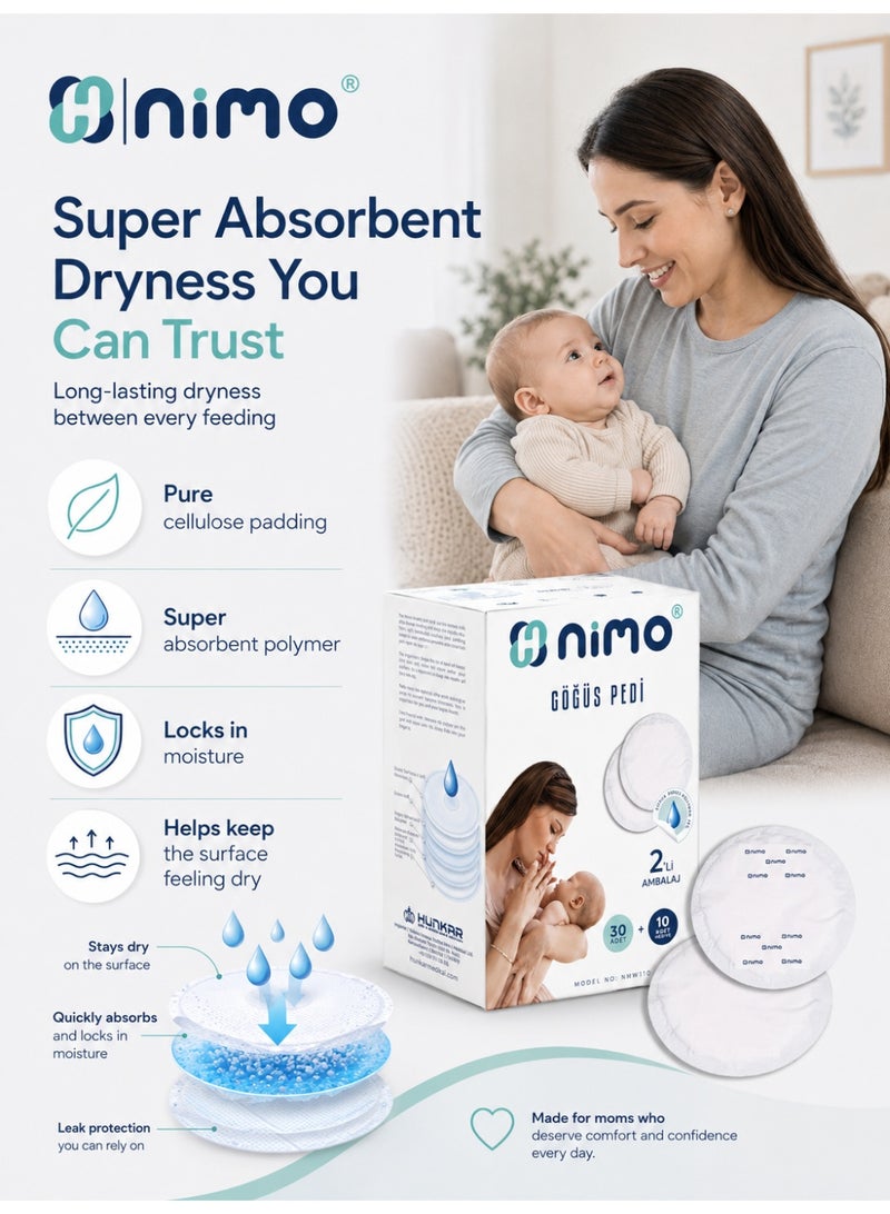 Nimo Disposable Breast Pads with Breathable Surface, Absorbent Core & Adhesive Tape, Nimo - Image 3