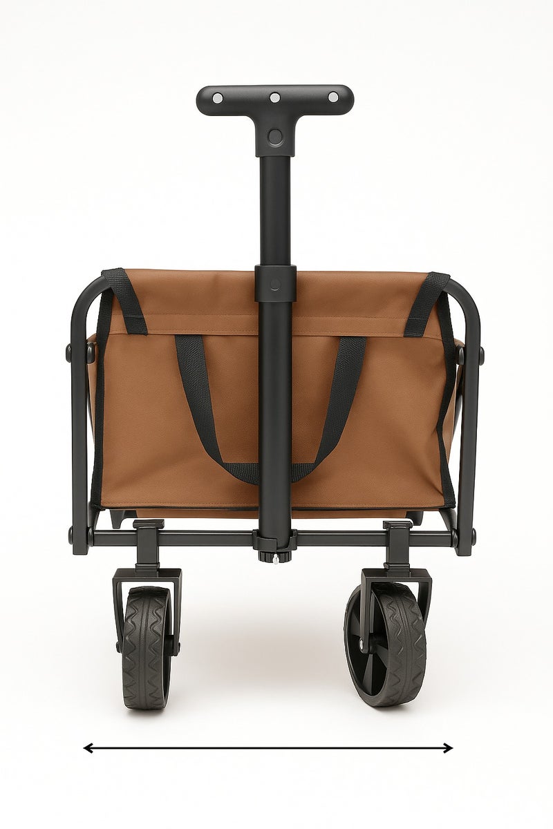 AL QADAH Foldable Utility Cart 145L Brown Heavy Duty Wagon with Large Wheels for Beach Camping Garden and Shopping Portable Folding Trolley Collapsible Gear Carrier 59 x 33 x 45 cm - Image 2