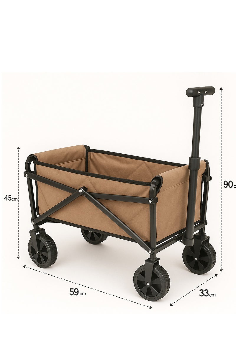 AL QADAH Foldable Utility Cart 145L Brown Heavy Duty Wagon with Large Wheels for Beach Camping Garden and Shopping Portable Folding Trolley Collapsible Gear Carrier 59 x 33 x 45 cm - Image 3