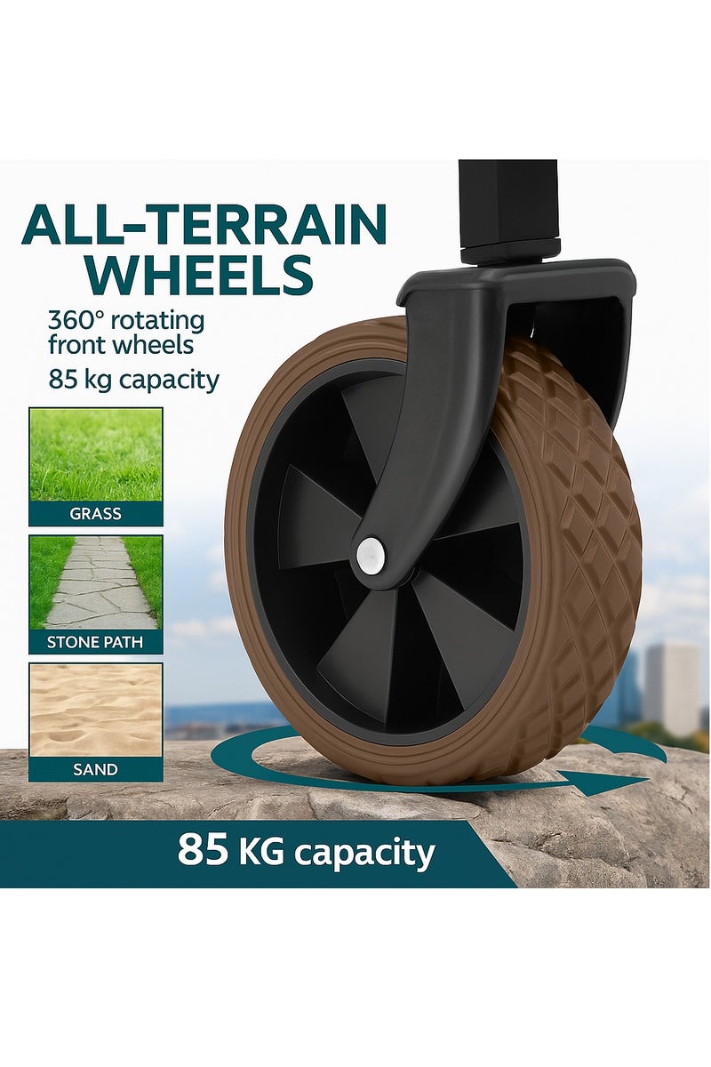 AL QADAH Foldable Utility Cart 145L Brown Heavy Duty Wagon with Large Wheels for Beach Camping Garden and Shopping Portable Folding Trolley Collapsible Gear Carrier 59 x 33 x 45 cm - Image 5