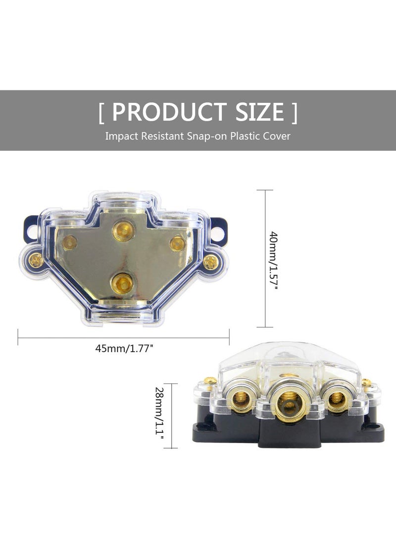 RKURCK RKURCK 3 Way Power Distribution Block, 0/2/4 AWG Gauge in, 4/8 Gauge Out, Car Audio Stereo Amp Distribution Connecting Block for Audio Splitter (1 in 3 Out)  - Image 5
