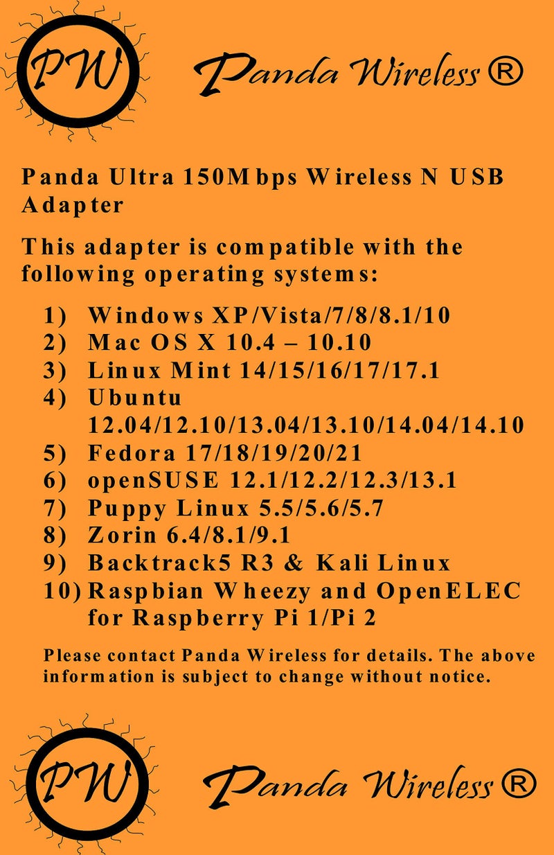 Panda Wireless® Ultra WiFi (b/g/n) 150Mbps Wireless-N 2.4GHz USB Adapter - Windows 7/8/10/11, Zorin, Mint, Ubuntu, Fedora, Centos, Kali Linux and Raspbian - Image 5
