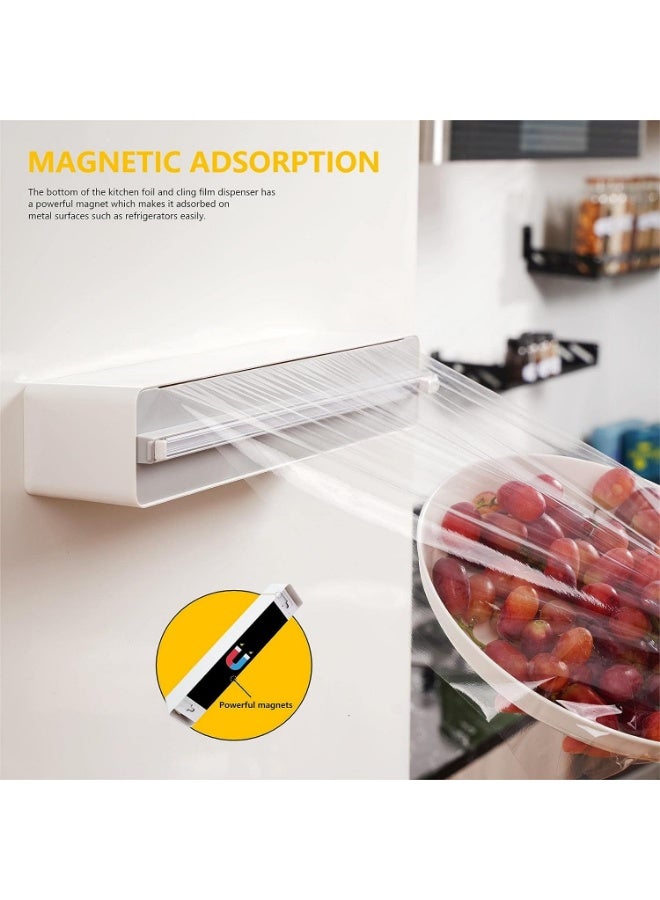 WinCheer Foil Plastic Wrap Dispenser with Slide Cutter, Reusable Aluminum Tin Foil and Cling Film Organizer with Magnetic Bottom, Adjustable Refillable Drawers Dispenser Storage Holder - Image 4