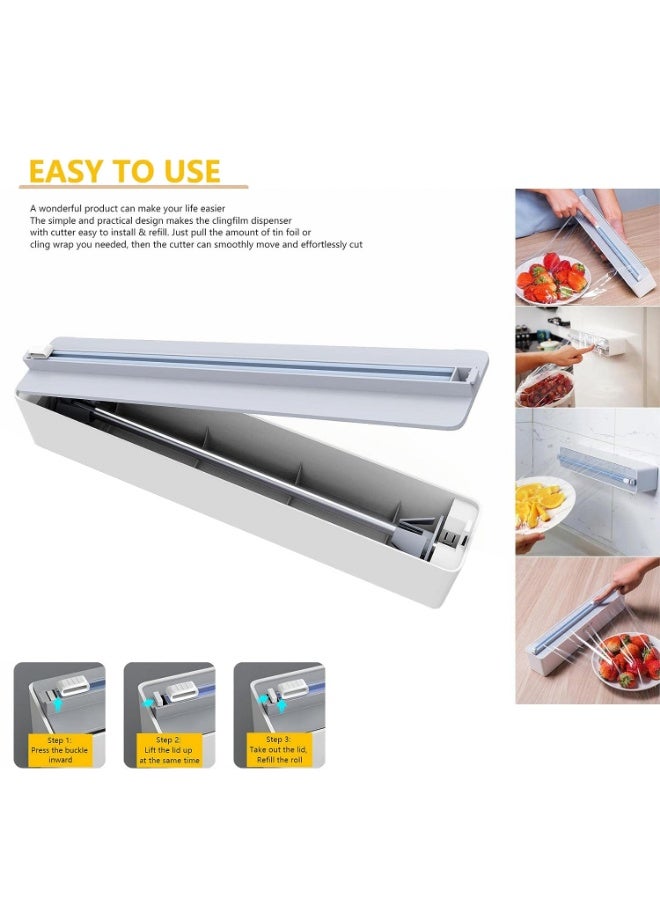 WinCheer Foil Plastic Wrap Dispenser with Slide Cutter, Reusable Aluminum Tin Foil and Cling Film Organizer with Magnetic Bottom, Adjustable Refillable Drawers Dispenser Storage Holder - Image 5