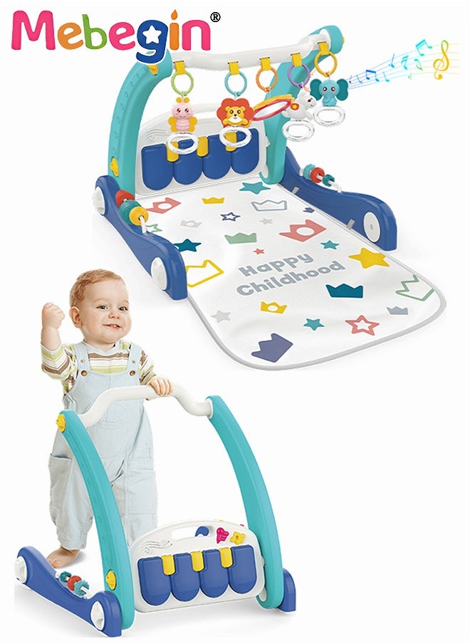 MEBEGIN 2 in 1 Baby Walker, Sit-to-Stand Learning Walker, Early Learning Push Toys with Kick-activated Piano and Multifunctional Removable Play Panel, Foldable Push Along Walker for Infants, Early Educational Child Activity Center  - Image 1