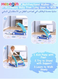 MEBEGIN 2 in 1 Baby Walker, Sit-to-Stand Learning Walker, Early Learning Push Toys with Kick-activated Piano and Multifunctional Removable Play Panel, Foldable Push Along Walker for Infants, Early Educational Child Activity Center  - Image 2