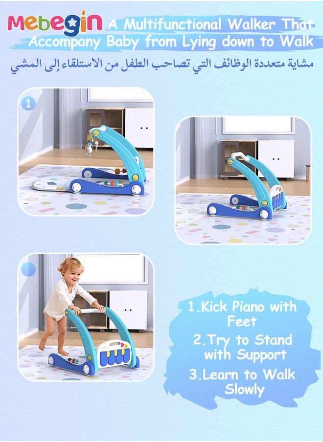 MEBEGIN 2 in 1 Baby Walker, Sit-to-Stand Learning Walker, Early Learning Push Toys with Kick-activated Piano and Multifunctional Removable Play Panel, Foldable Push Along Walker for Infants, Early Educational Child Activity Center  - Image 2