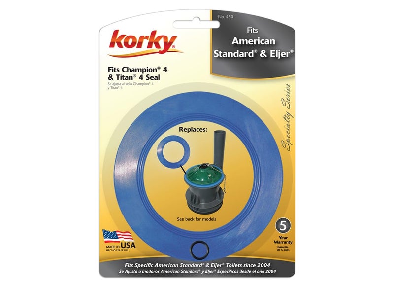 Korky Korky 2X Long Life Toilet Flush Valve Seal Fits American Standard Champion 4 and Eljer Titan 4  Fixes Leaking Flush Valves and Hard to Flush Toilets 450BP  - Image 2