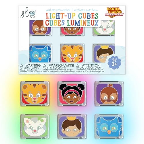 Glo Pals WaterActivated LightUp Cubes for Bathtime and Sensory Play Includes 6 Reusable LightUp Sensory Toys and Glowing Bath Cubes for Kids and Toddlers Daniel Tiger - Image 1