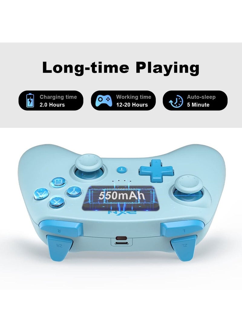 PXN - 9607X - Wireless Switch Controller, Controller Joystick Support NFC / Amiibo / Turbo Screenshot Gyro X-Axis and Dual Vibration Switch for Nintendo Switch/Lite/OLED (Light blue) - Image 1