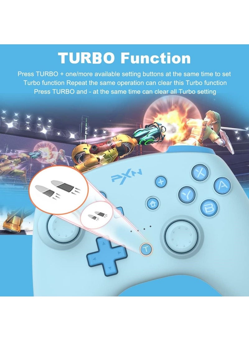 PXN - 9607X - Wireless Switch Controller, Controller Joystick Support NFC / Amiibo / Turbo Screenshot Gyro X-Axis and Dual Vibration Switch for Nintendo Switch/Lite/OLED (Light blue) - Image 1