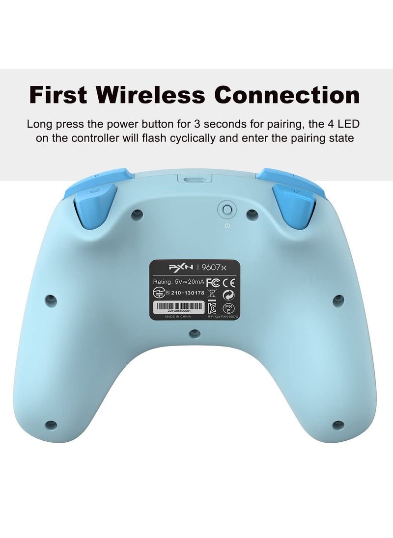 PXN - 9607X - Wireless Switch Controller, Controller Joystick Support NFC / Amiibo / Turbo Screenshot Gyro X-Axis and Dual Vibration Switch for Nintendo Switch/Lite/OLED (Light blue) - Image 1