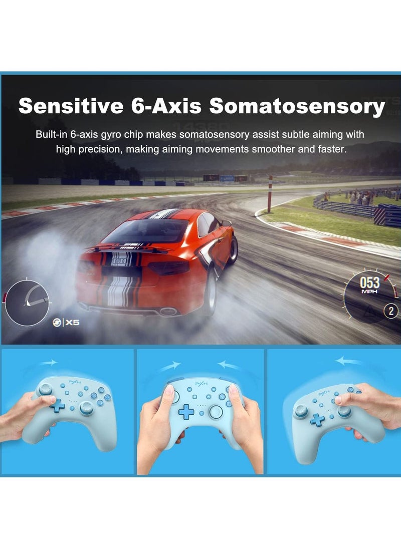 PXN - 9607X - Wireless Switch Controller, Controller Joystick Support NFC / Amiibo / Turbo Screenshot Gyro X-Axis and Dual Vibration Switch for Nintendo Switch/Lite/OLED (Light blue) - Image 1