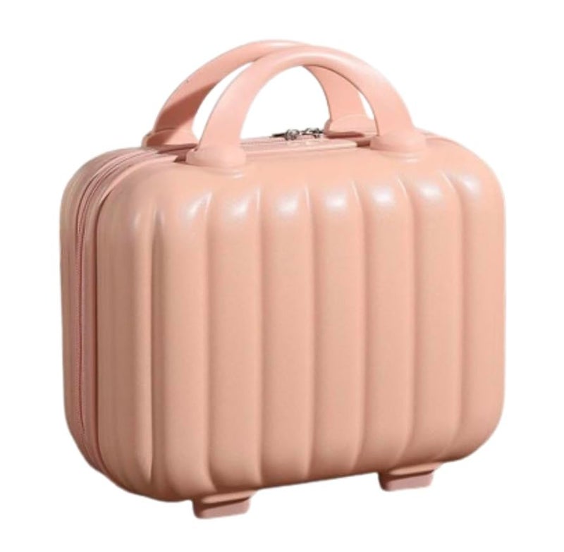 Adson Travel Make up Train Case, Waterproof Portable Hard Shell Cosmetic Case Luggage Mini Suitcase Makeup Brushes Bag Toiletry Organizer Portable Makeup Carrying Case (Peach) - Image 1