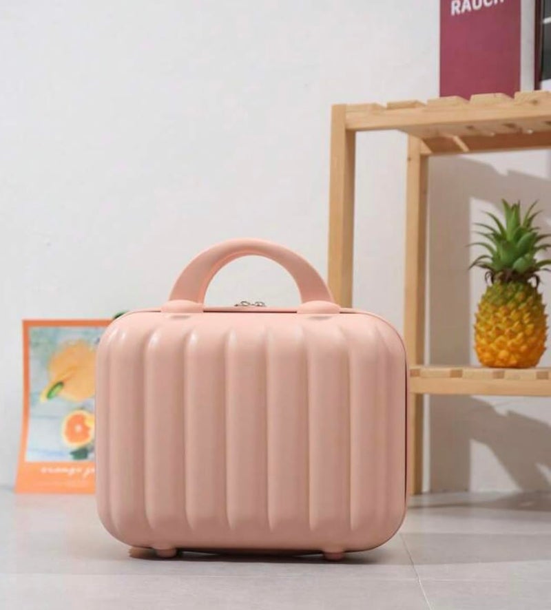 Adson Travel Make up Train Case, Waterproof Portable Hard Shell Cosmetic Case Luggage Mini Suitcase Makeup Brushes Bag Toiletry Organizer Portable Makeup Carrying Case (Peach) - Image 3