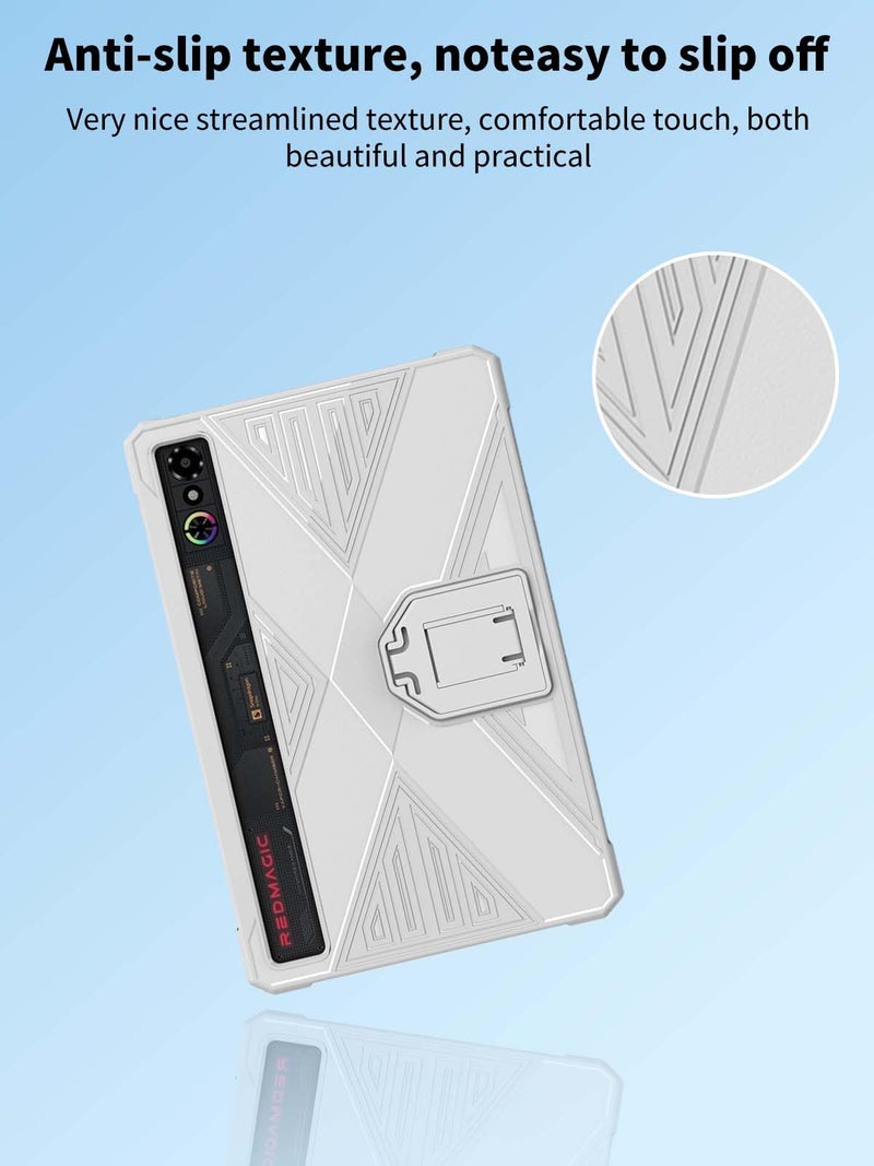 NOUKAJU Case for REDMAGIC Astra & Tablet 3 Pro Gaming Tablet 9.06in, Slim Fit, Drop-Resistant, Anti-Scratch, Folding Stand, White - Image 3