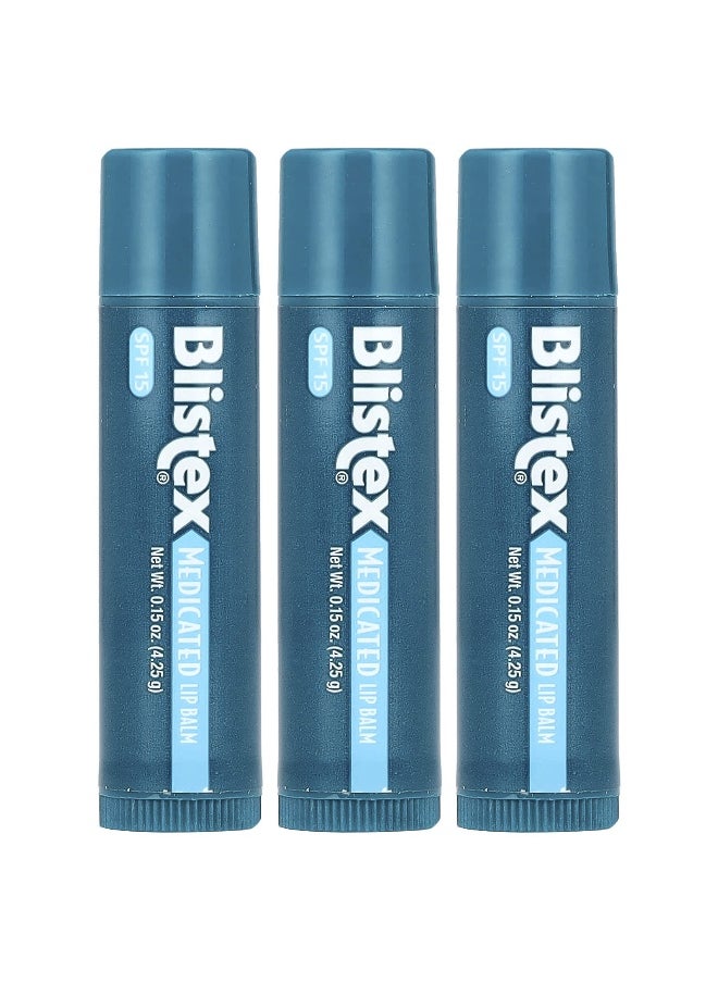 Blistex Blistex, Medicated Lip Balm, Protectant/Sunscreen, SPF 15, 3 Pack, 0.15 oz (4.25 g) Each  - Image 1