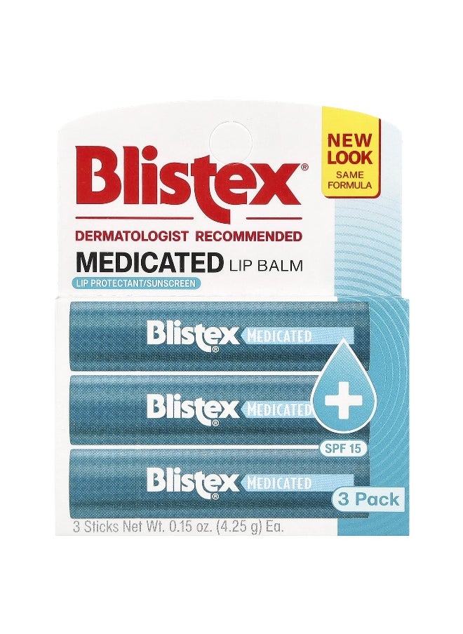 Blistex Blistex, Medicated Lip Balm, Protectant/Sunscreen, SPF 15, 3 Pack, 0.15 oz (4.25 g) Each  - Image 2