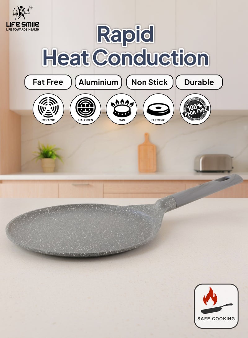 Life Smile 28cm Nonstick Pizza Pan – Granite Coating, Induction Bottom, Multi-Layer Aluminium, Scratch Resistant, Easy Clean Flatbread & Pizza Tawa - Image 3