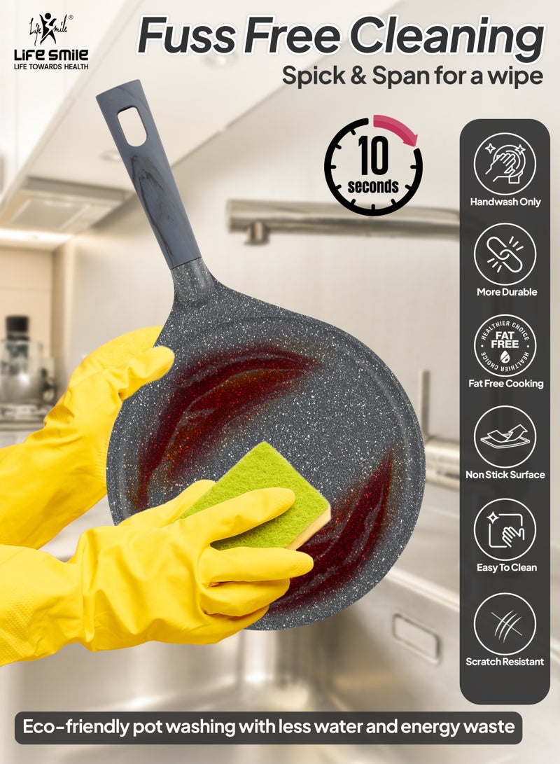 Life Smile 28cm Nonstick Pizza Pan – Granite Coating, Induction Bottom, Multi-Layer Aluminium, Scratch Resistant, Easy Clean Flatbread & Pizza Tawa - Image 2