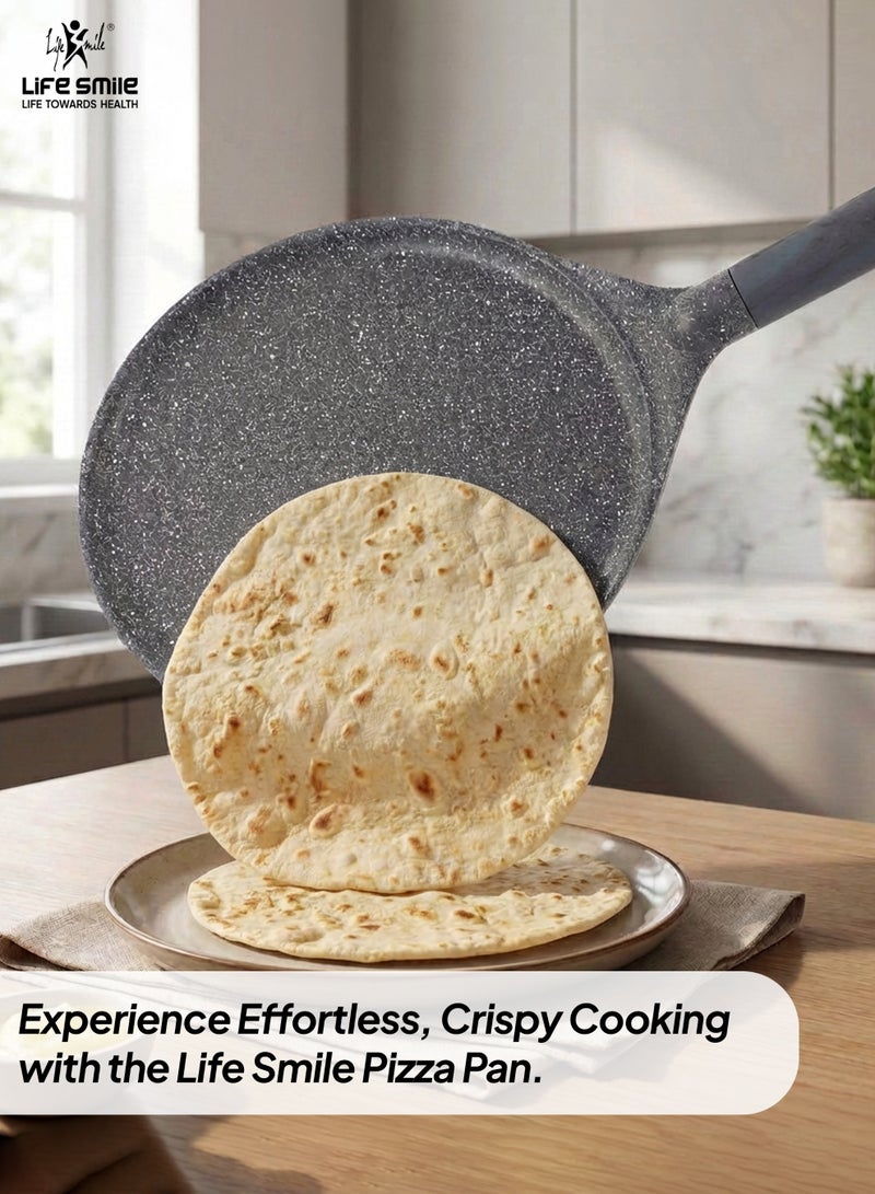 Life Smile 28cm Nonstick Pizza Pan – Granite Coating, Induction Bottom, Multi-Layer Aluminium, Scratch Resistant, Easy Clean Flatbread & Pizza Tawa - Image 4