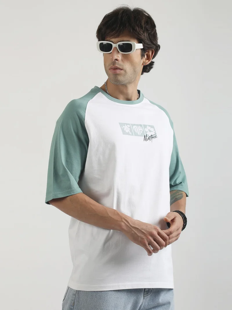 Maniac  Maniac Mens Printed Round Neck Half Sleeve Hunter Green and Blue Green Cotton T-Shirt for Men | Best Price UAE