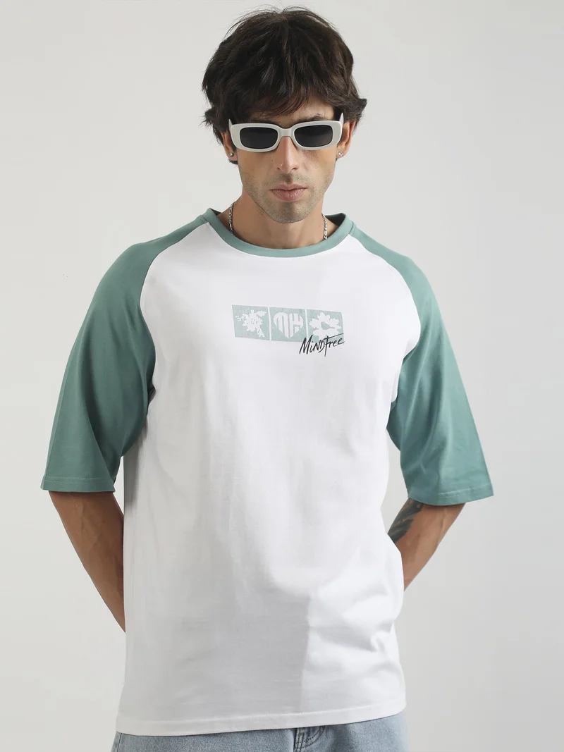 Maniac  Maniac Mens Printed Round Neck Half Sleeve Hunter Green and Blue Green Cotton T-Shirt for Men | Best Price UAE
