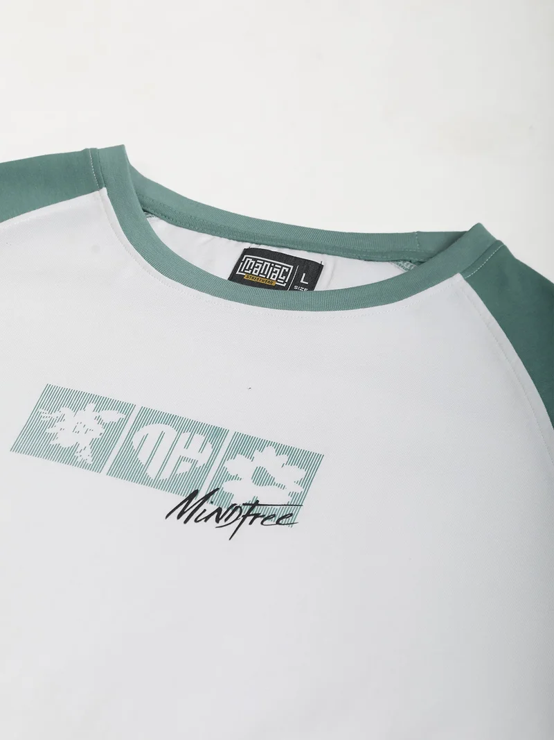 Maniac  Maniac Mens Printed Round Neck Half Sleeve Hunter Green and Blue Green Cotton T-Shirt for Men | Best Price UAE