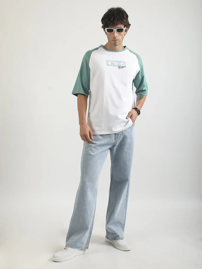Maniac  Maniac Mens Printed Round Neck Half Sleeve Hunter Green and Blue Green Cotton T-Shirt for Men | Best Price UAE