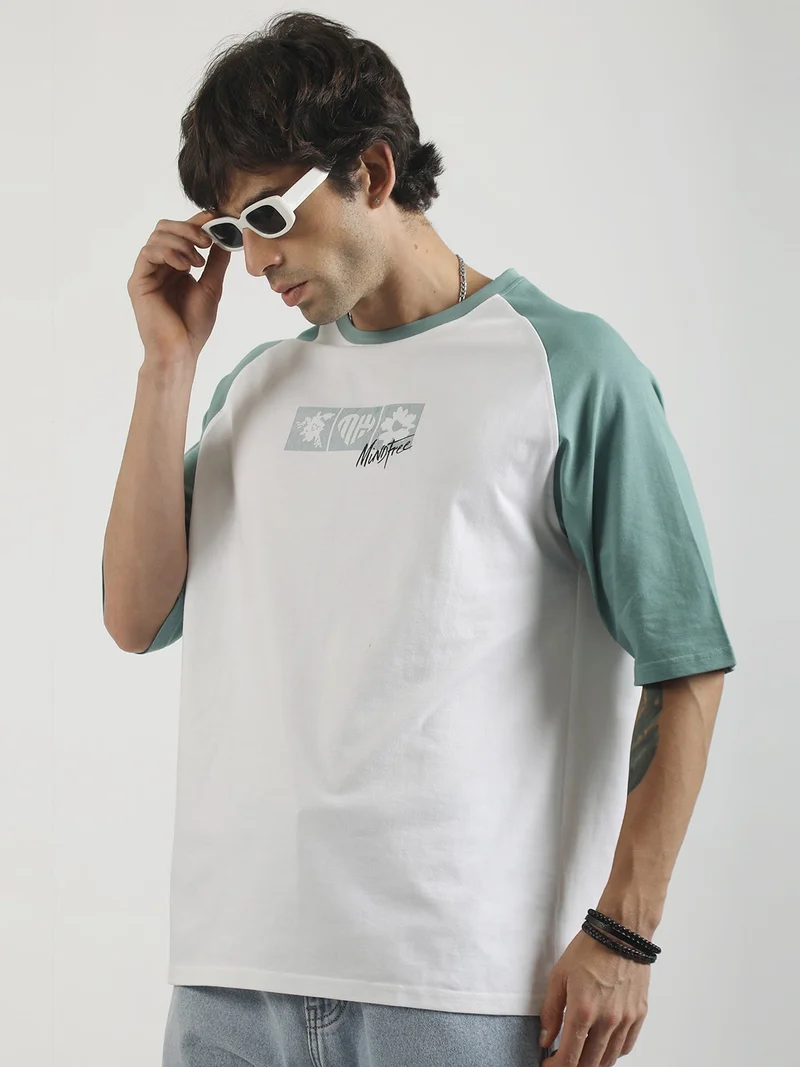 Maniac  Maniac Mens Printed Round Neck Half Sleeve Hunter Green and Blue Green Cotton T-Shirt for Men | Best Price UAE