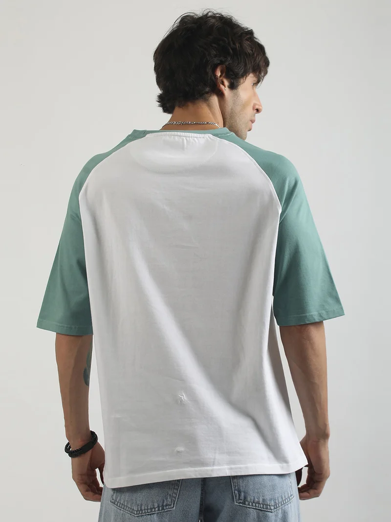 Maniac  Maniac Mens Printed Round Neck Half Sleeve Hunter Green and Blue Green Cotton T-Shirt for Men | Best Price UAE
