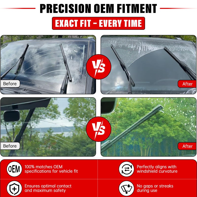 RAINTOK Windshield Wiper Blades Replacement for 2010-2017 Chevrolet Chevy Equinox GMC Terrain Original Factory Quality Front Rear Wipers Blade Set for My Car - 24" 17" 13" (Pack of 3) - Image 5
