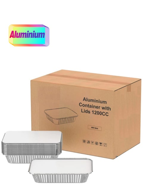 1200CC 400PC حاويات ألومنيوم للاستخدام مرة واحدة مع أغطية لتخزين الطعام