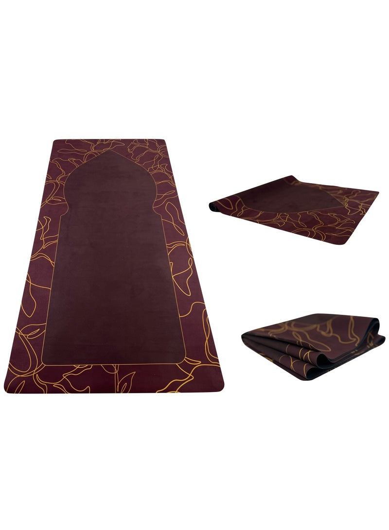 SABEEL Foldable Prayer Mat Rug 1mm Knee Support Brown - Image 1