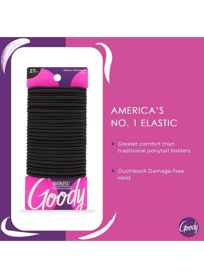 قودي  ربطات شعر مرنة للنساء من Goody Ouchless - عدد 27 ربطة، لون أسود - 4 مم للشعر المتوسط - ضفائر طويلة الأمد، ذيل حصان، وغيرها - إكسسوارات شعر سهلة الاستخدام (قد تختلف العبوة) - Image 2