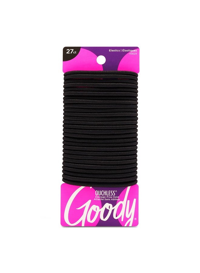 قودي  ربطات شعر مرنة للنساء من Goody Ouchless - عدد 27 ربطة، لون أسود - 4 مم للشعر المتوسط - ضفائر طويلة الأمد، ذيل حصان، وغيرها - إكسسوارات شعر سهلة الاستخدام (قد تختلف العبوة) - Image 1