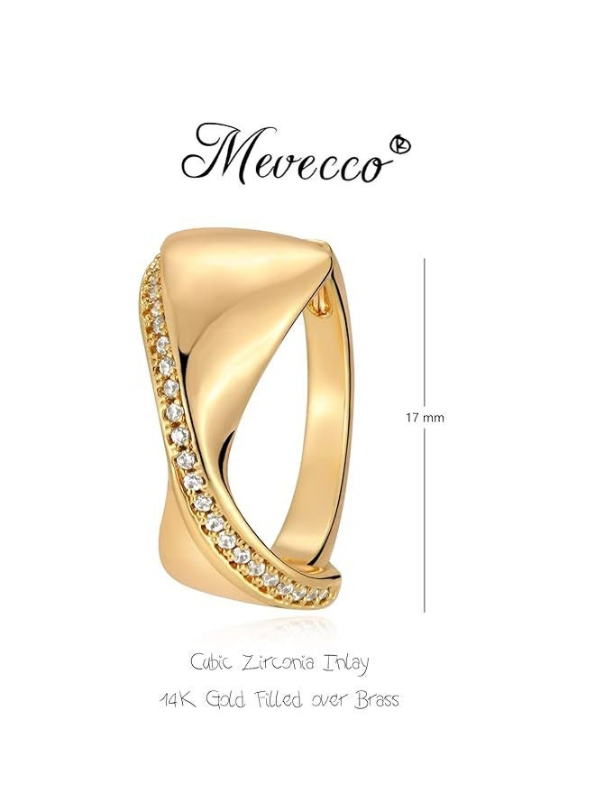Mevecco Women Huggie Earrings Gold Hoop Sleeper 14K Gold Filled Small Simple Handmade Hypoallergenic Everyday Jewelry - Image 2