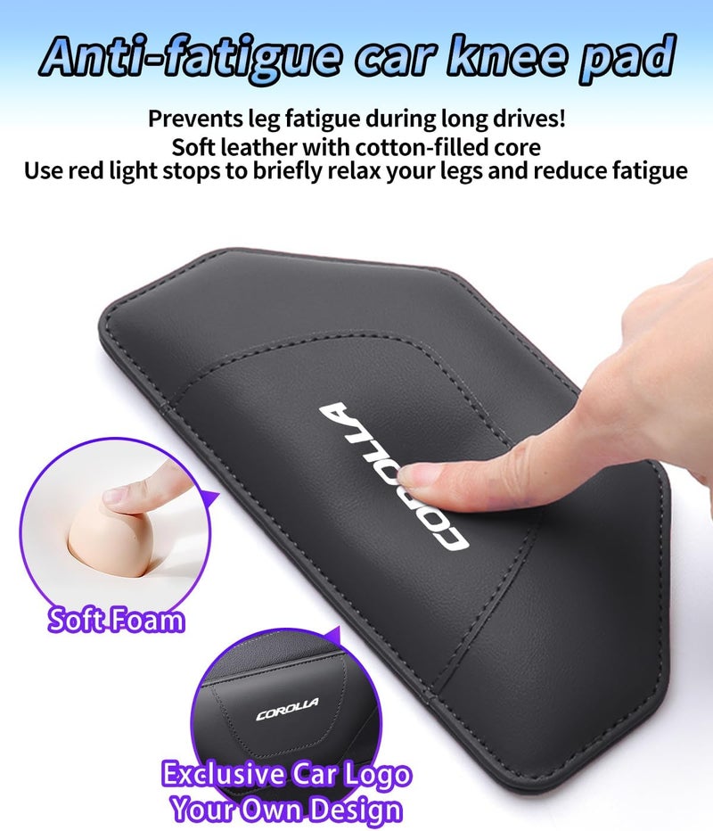 وسادة ركبة السيارة لقطع غيار تويوتا كورولا، وسادة ركبة لوحة التحكم المركزية الناعمة، قطعة داخلية للسيارة، دعم للساق للراحة وتخفيف الألم أثناء القيادة، قطعة داخلية للسيارة، 1 قطعة باللون الأسود - Image 4