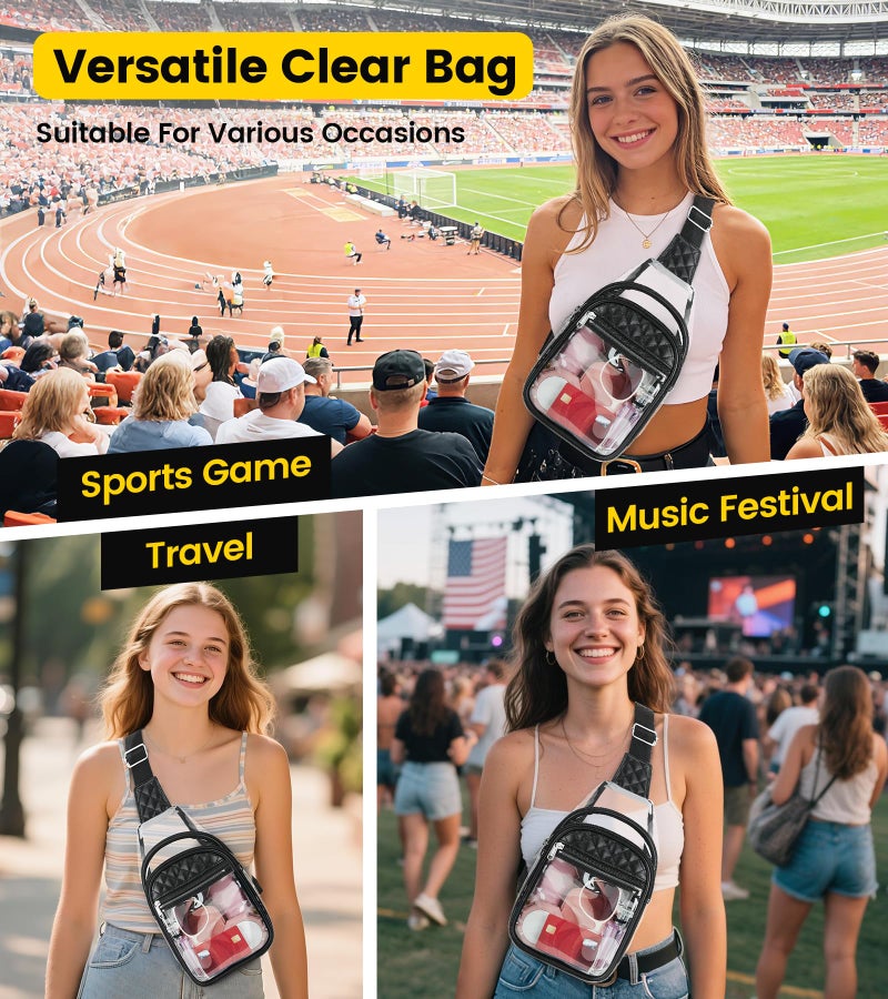Vorspack Clear Bag for Events - Clear Crossbody Bag for Women Cross Body Bag for Concerts Festivals - Black - Image 2
