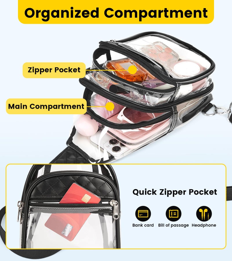 Vorspack Clear Bag for Events - Clear Crossbody Bag for Women Cross Body Bag for Concerts Festivals - Black - Image 4