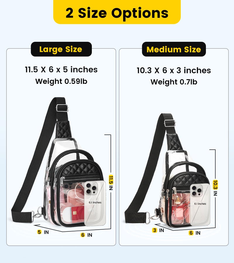 Vorspack Clear Bag for Events - Clear Crossbody Bag for Women Cross Body Bag for Concerts Festivals - Black - Image 3