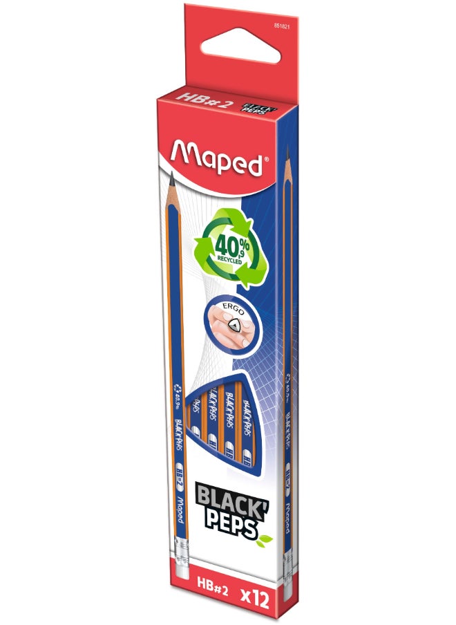 Maped - Grip Extruded Graphite Hb Eraser Box X12 - Image 1